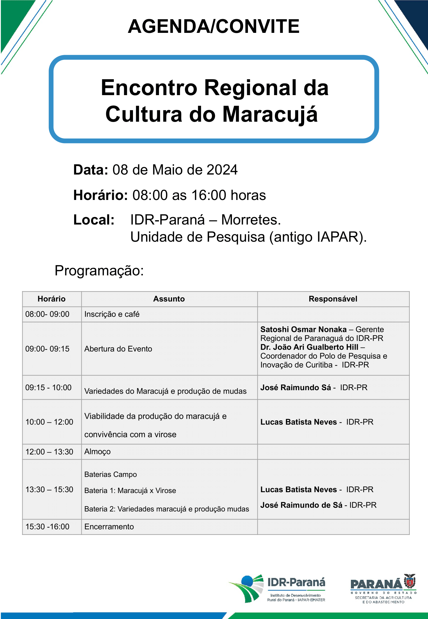 encontro regional da cultura do maracujá