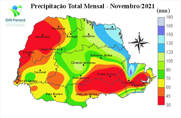 Boletim agrometeorológico do IDR-Paraná de novembro mostra clima mais seco na maior parte do Estado 