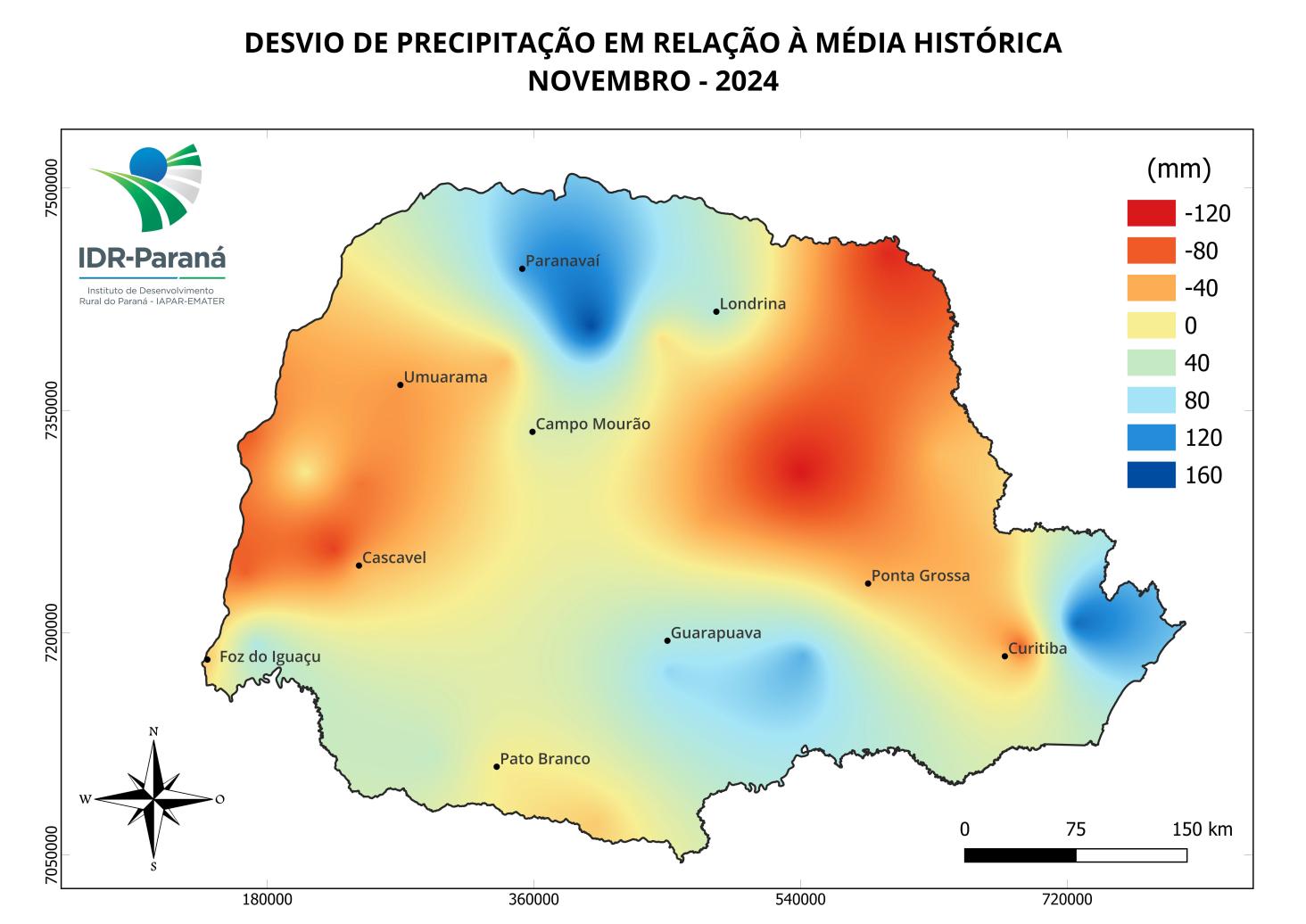 Boletim Agrometereológico do IDR-Paraná aponta bom índice de chuvas em todo o Paraná