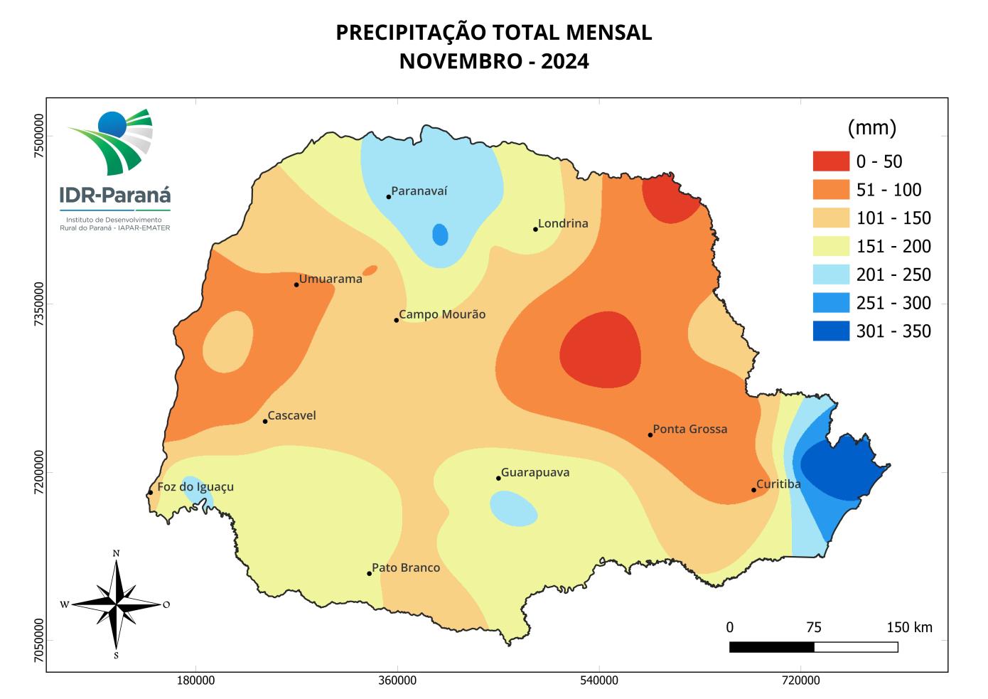 Boletim Agrometereológico do IDR-Paraná aponta bom índice de chuvas em todo o Paraná