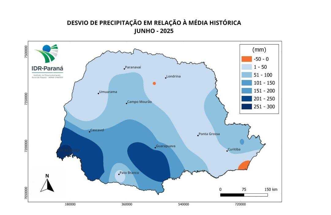 Boletim Agrometeorológico do IDR-Paraná mostra que junho foi um mês marcado pelo frio intenso