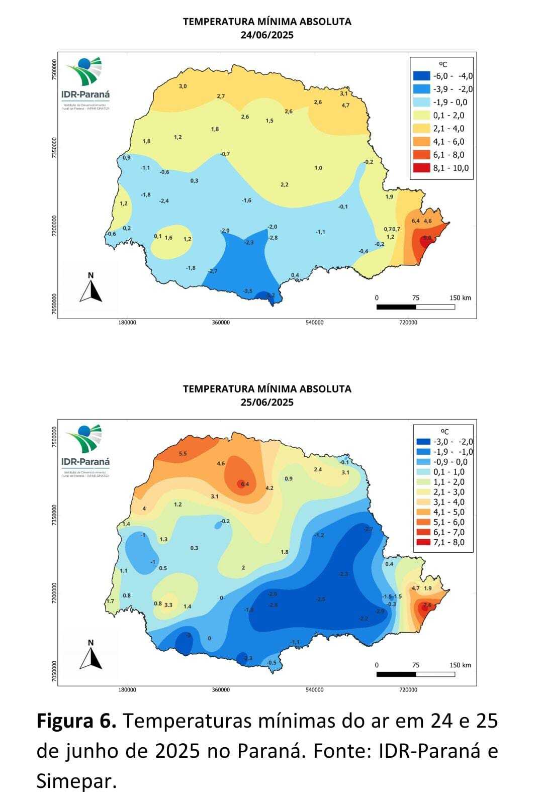 Boletim Agrometeorológico do IDR-Paraná mostra que junho foi um mês marcado pelo frio intenso