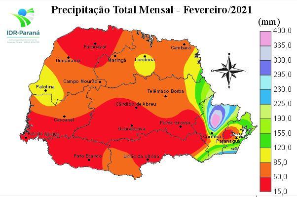 Boletim agrometeorológico do IDR-Paraná de fevereiro mostra trégua no excesso de chuvas do início do ano