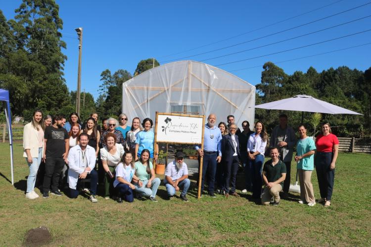 Orquidário com estrutura de bambu