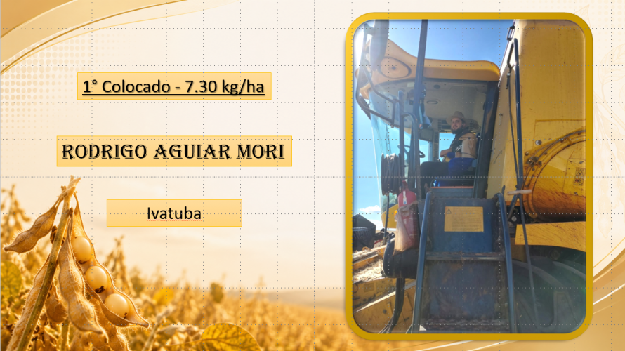 Vencedor do concurso Regional de perdas na colheita da soja , em Maringá