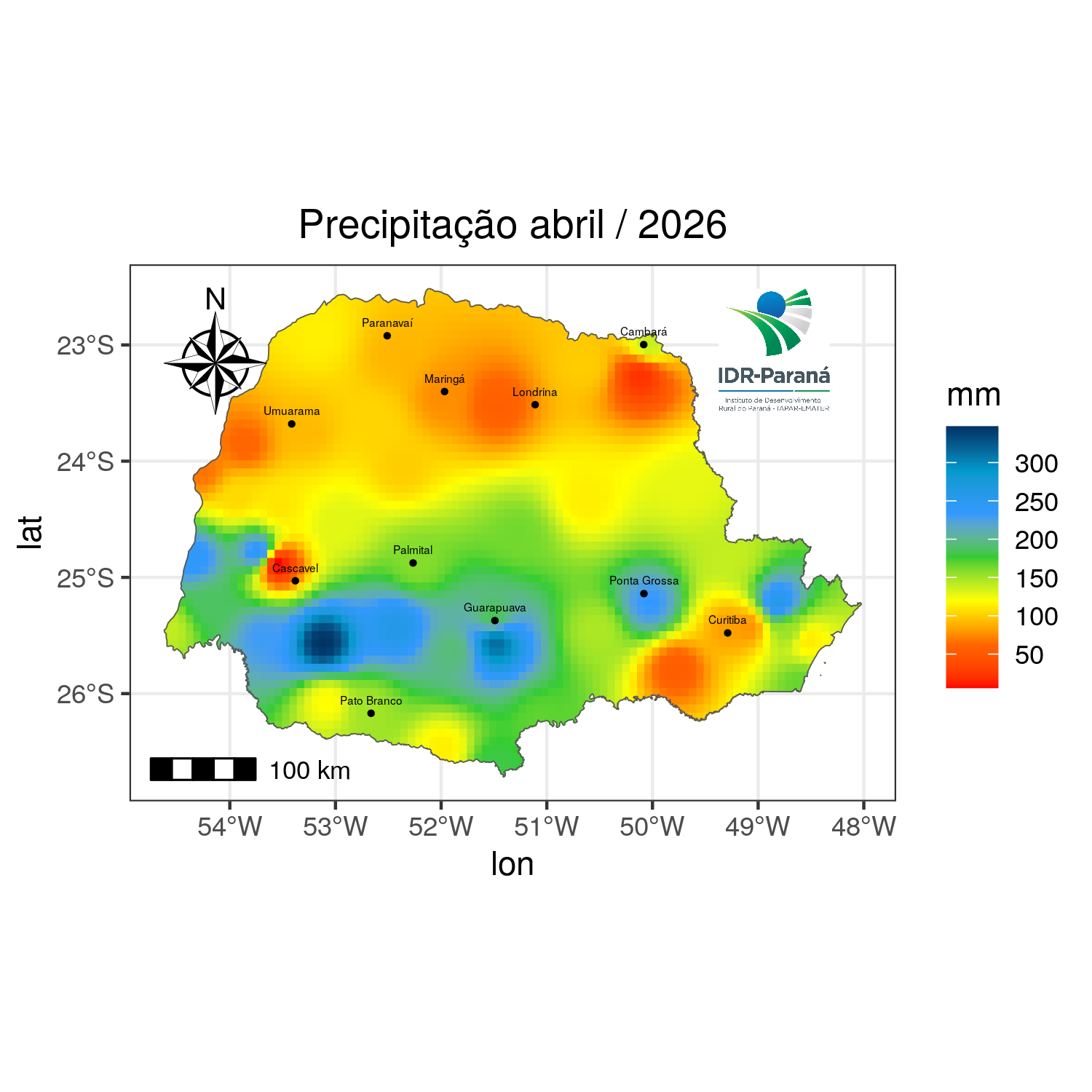 Precipitação total mensal
