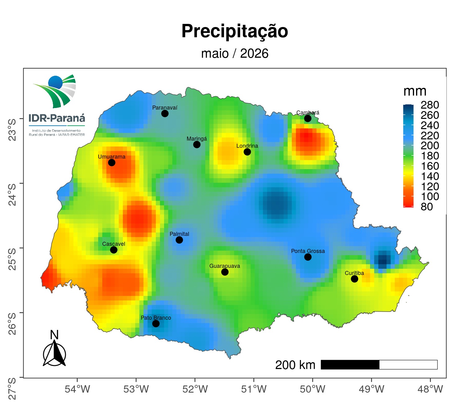 Precipitação total mensal